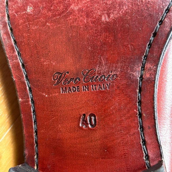 Vero Cuoio Made in Italy Men’s Burgundy Leather Tassel Loafers Size 40 - Picture 6 of 8